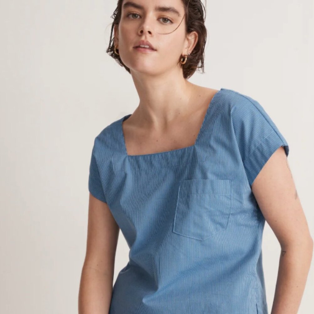 NWOT Square-Neck Top in Pinstripe (size L)